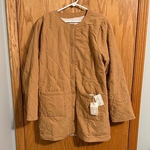 Hem & Thread Quilted Camel Long Jacket